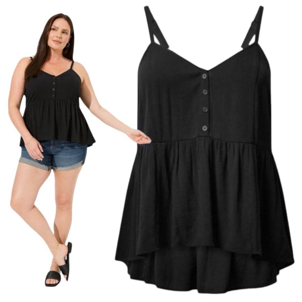 Torrid Babydoll Crinkle Gauze Racerback
Tank in Deep Black - size 3X